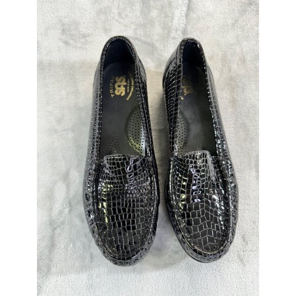 SAS women's size 7.5 M black patent leather comfort slip on loafers Alligator pr - Picture 13 of 16